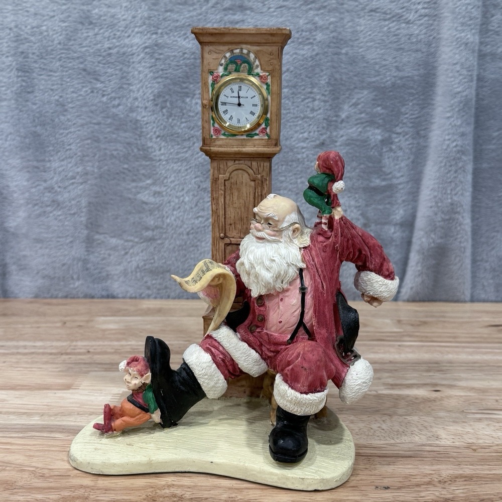 Howard Miller Christmas Clock Checkin It Twice 1995‎ Limited Edition Vtg Santa